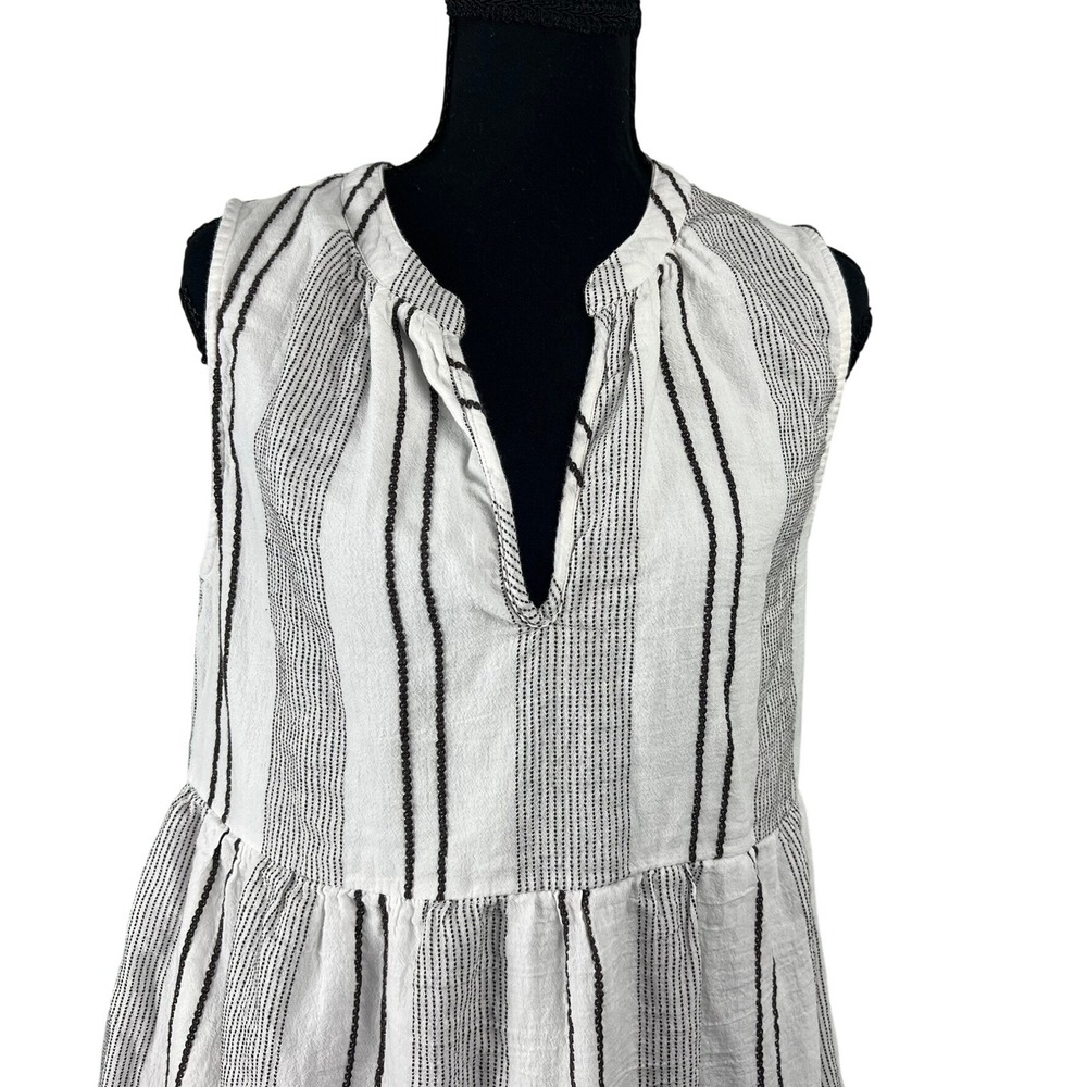 Sundry for Evereve Black White Striped Tiered Cotton Gauze Dress S Beach Resort - Picture 3 of 9